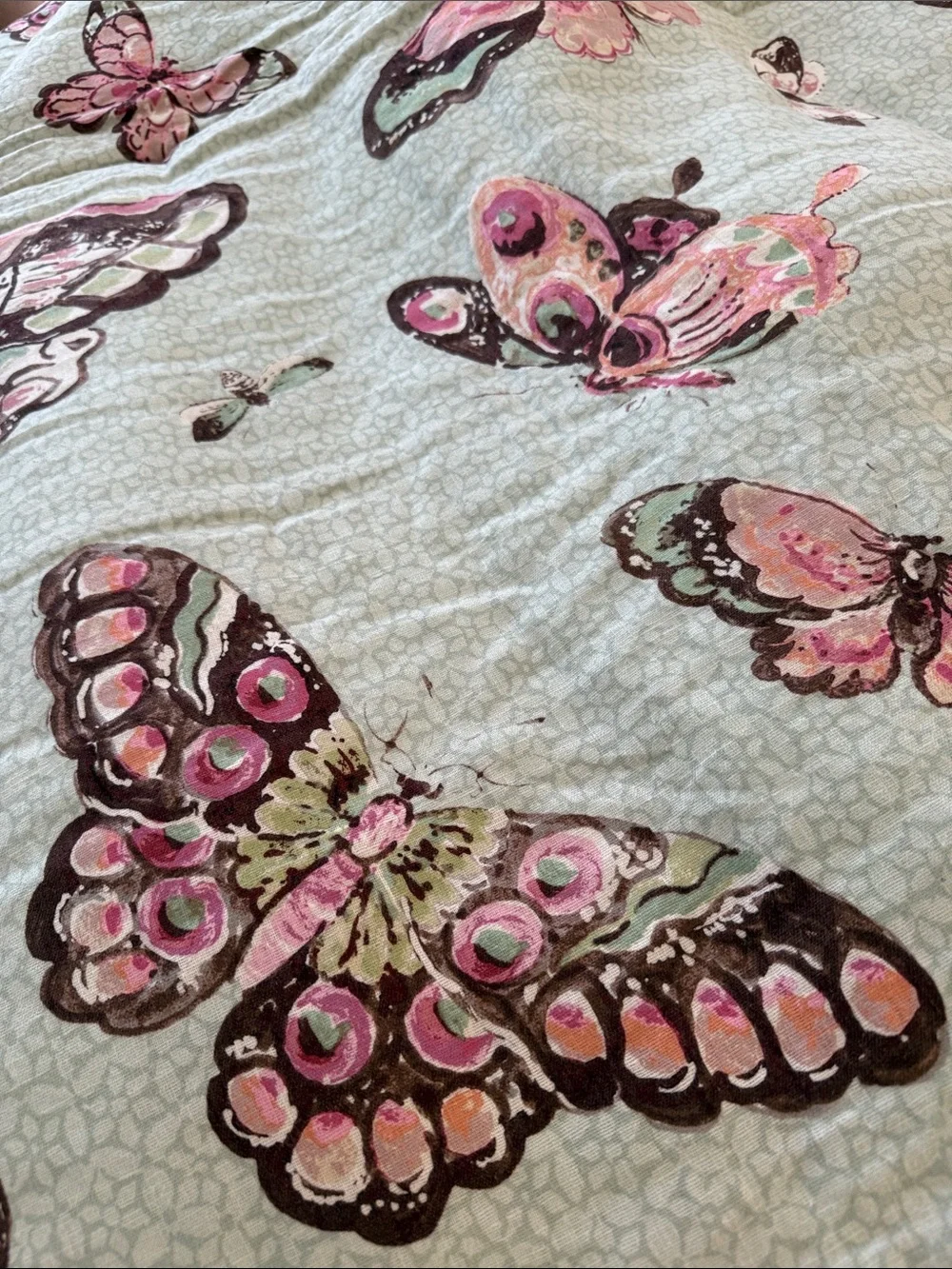 Custom designer twin Butterfly Reversible linen mix comforter, twin.